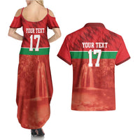Custom Guadelope Football Couples Matching Summer Maxi Dress and Hawaiian Shirt Basse Terre Red Style