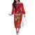 Custom Guadelope Football Family Matching Off The Shoulder Long Sleeve Dress and Hawaiian Shirt Basse Terre Red Style