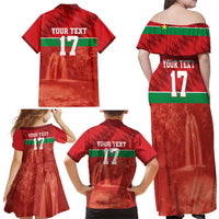 Custom Guadelope Football Family Matching Off Shoulder Maxi Dress and Hawaiian Shirt Basse Terre Red Style