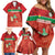 Custom Guadelope Football Family Matching Off Shoulder Short Dress and Hawaiian Shirt Basse Terre Red Style