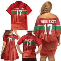 Custom Guadelope Football Family Matching Off Shoulder Short Dress and Hawaiian Shirt Basse Terre Red Style