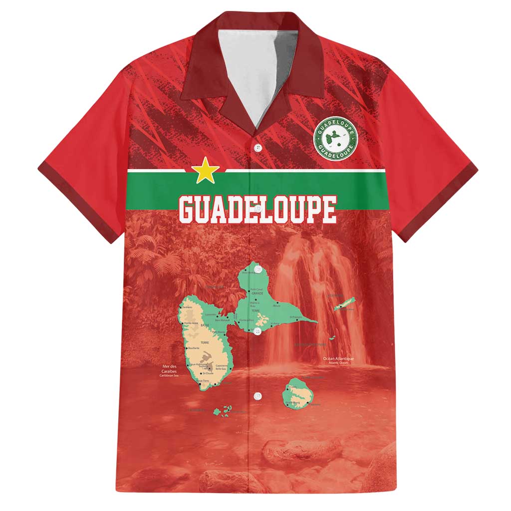 Custom Guadelope Football Family Matching Off Shoulder Short Dress and Hawaiian Shirt Basse Terre Red Style