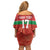 Custom Guadelope Football Family Matching Off Shoulder Short Dress and Hawaiian Shirt Basse Terre Red Style