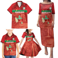 Custom Guadelope Football Family Matching Puletasi and Hawaiian Shirt Basse Terre Red Style