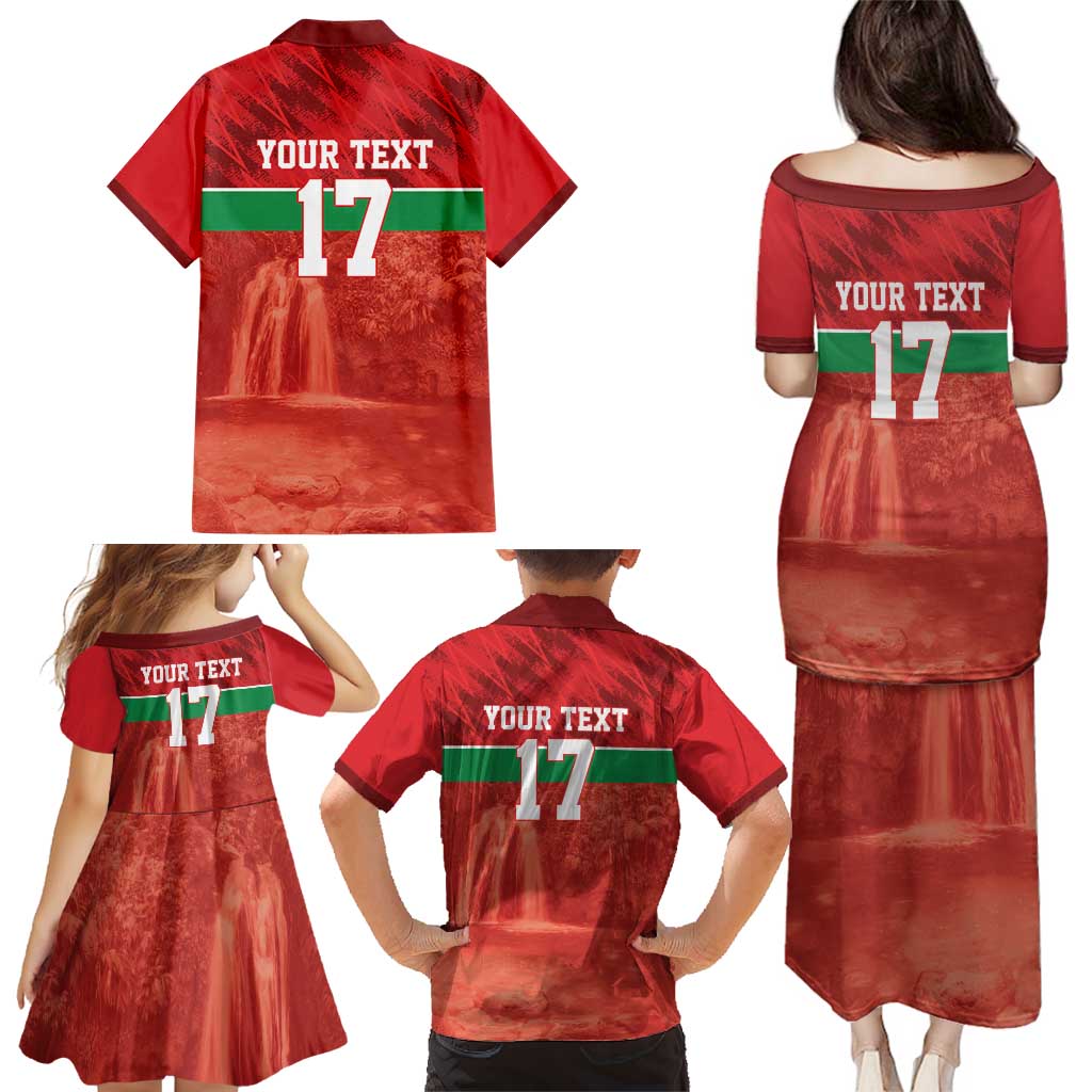 Custom Guadelope Football Family Matching Puletasi and Hawaiian Shirt Basse Terre Red Style