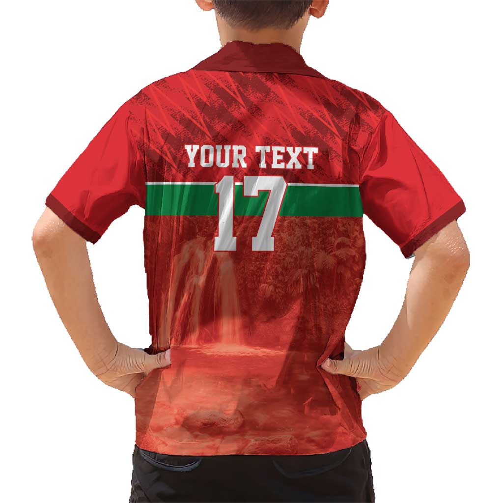 Custom Guadelope Football Family Matching Short Sleeve Bodycon Dress and Hawaiian Shirt Basse Terre Red Style