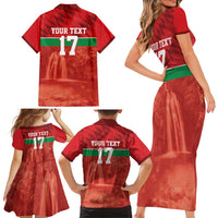 Custom Guadelope Football Family Matching Short Sleeve Bodycon Dress and Hawaiian Shirt Basse Terre Red Style