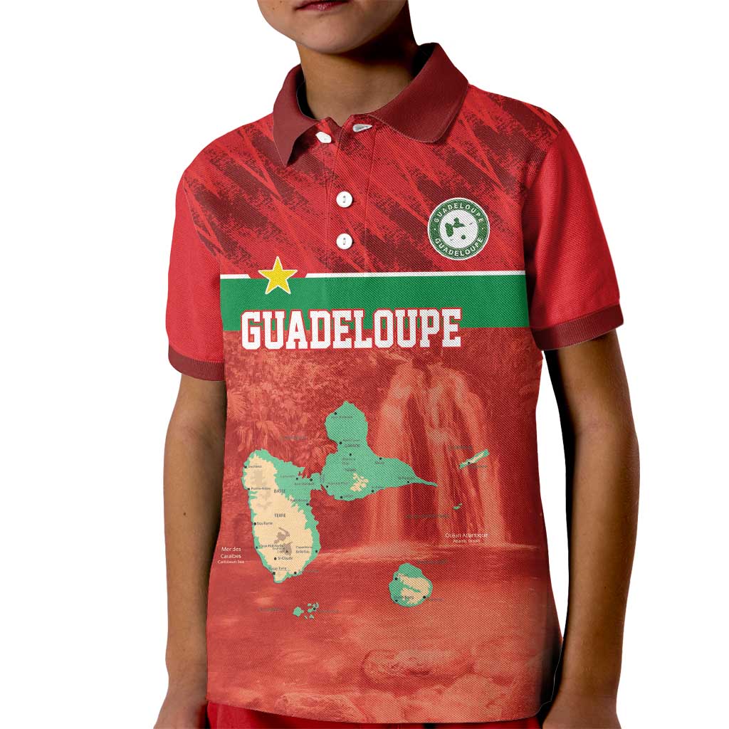 Custom Guadelope Football Kid Polo Shirt Basse Terre Red Style