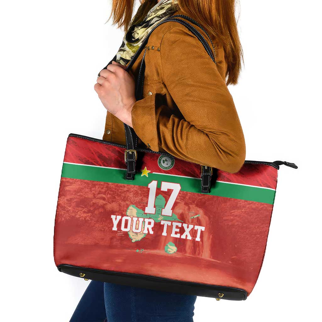 Custom Guadelope Football Leather Tote Bag Basse Terre Red Style