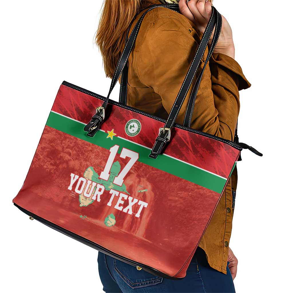 Custom Guadelope Football Leather Tote Bag Basse Terre Red Style