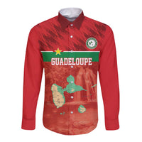 Custom Guadelope Football Long Sleeve Button Shirt Basse Terre Red Style