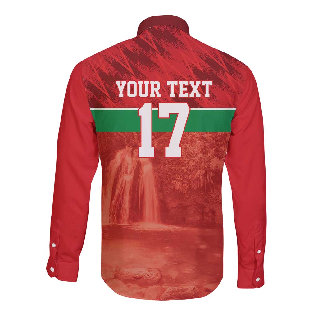 Custom Guadelope Football Long Sleeve Button Shirt Basse Terre Red Style