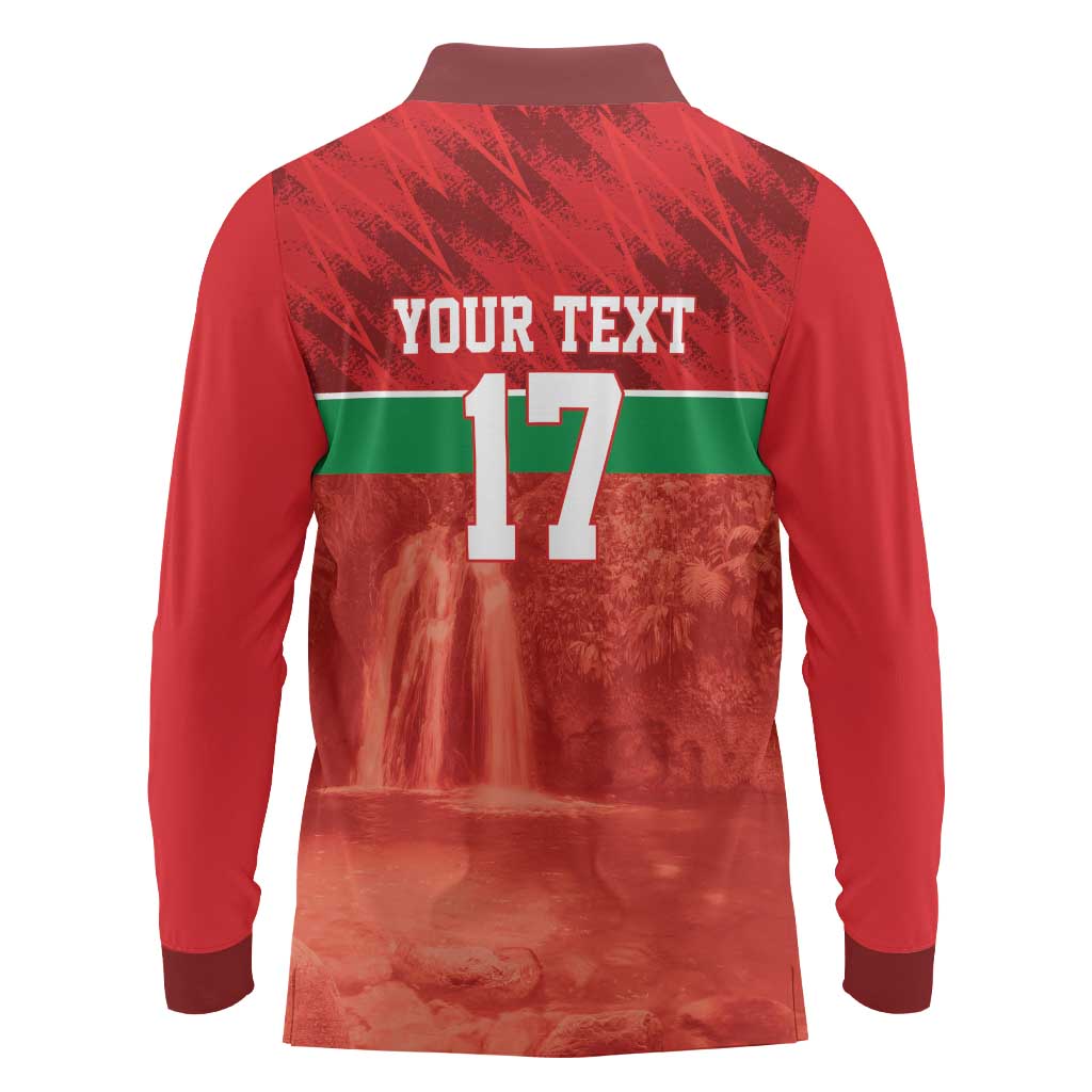 Custom Guadelope Football Long Sleeve Polo Shirt Basse Terre Red Style