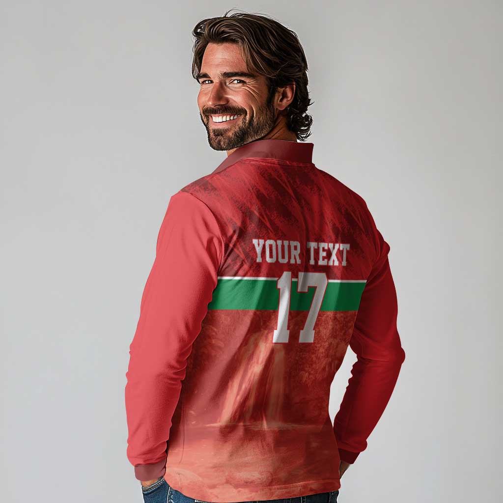 Custom Guadelope Football Long Sleeve Polo Shirt Basse Terre Red Style