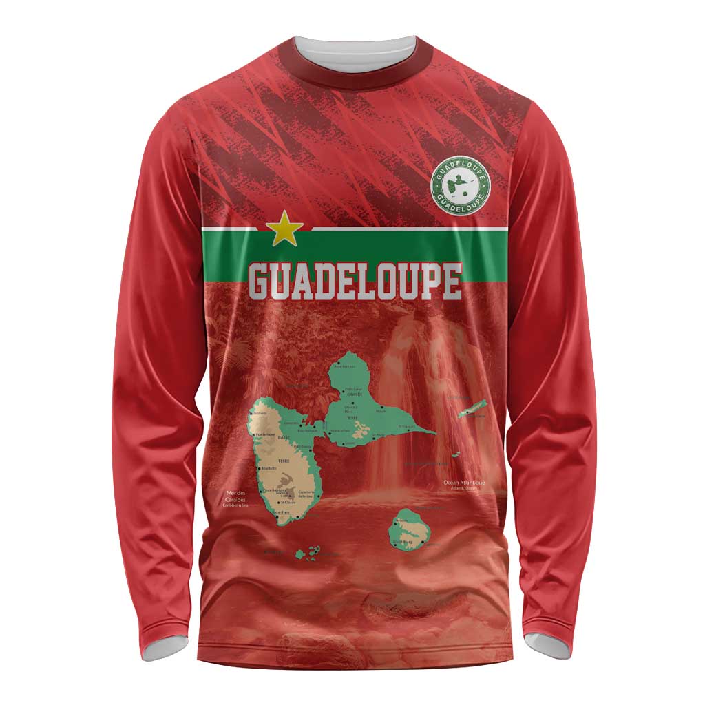 Custom Guadelope Football Long Sleeve Shirt Basse Terre Red Style