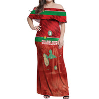 Custom Guadelope Football Off Shoulder Maxi Dress Basse Terre Red Style