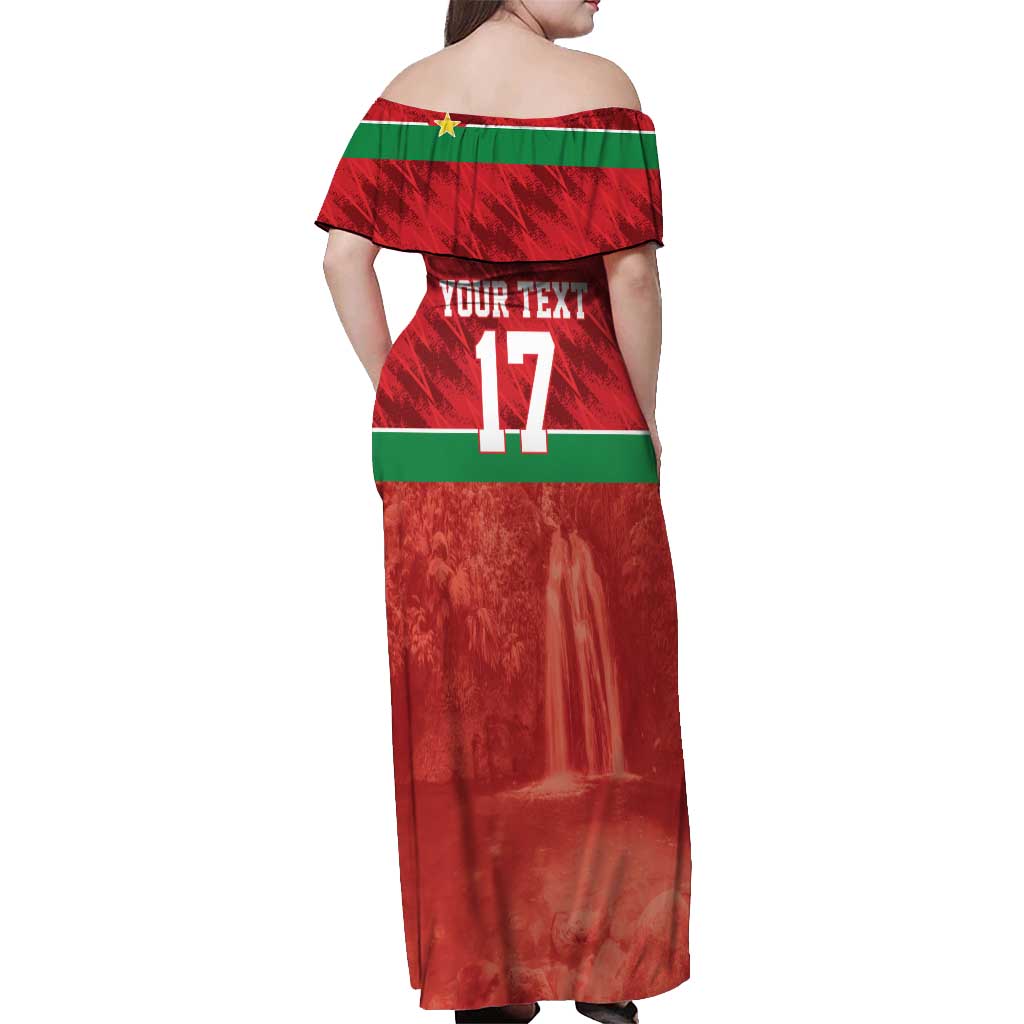 Custom Guadelope Football Off Shoulder Maxi Dress Basse Terre Red Style