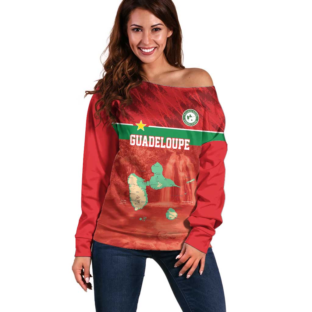 Custom Guadelope Football Off Shoulder Sweater Basse Terre Red Style