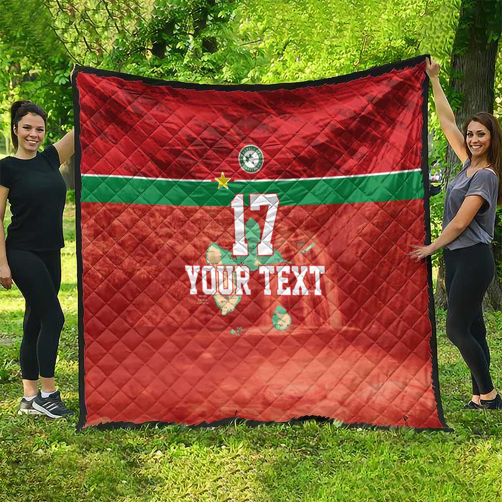 Custom Guadelope Football Quilt Basse Terre Red Style