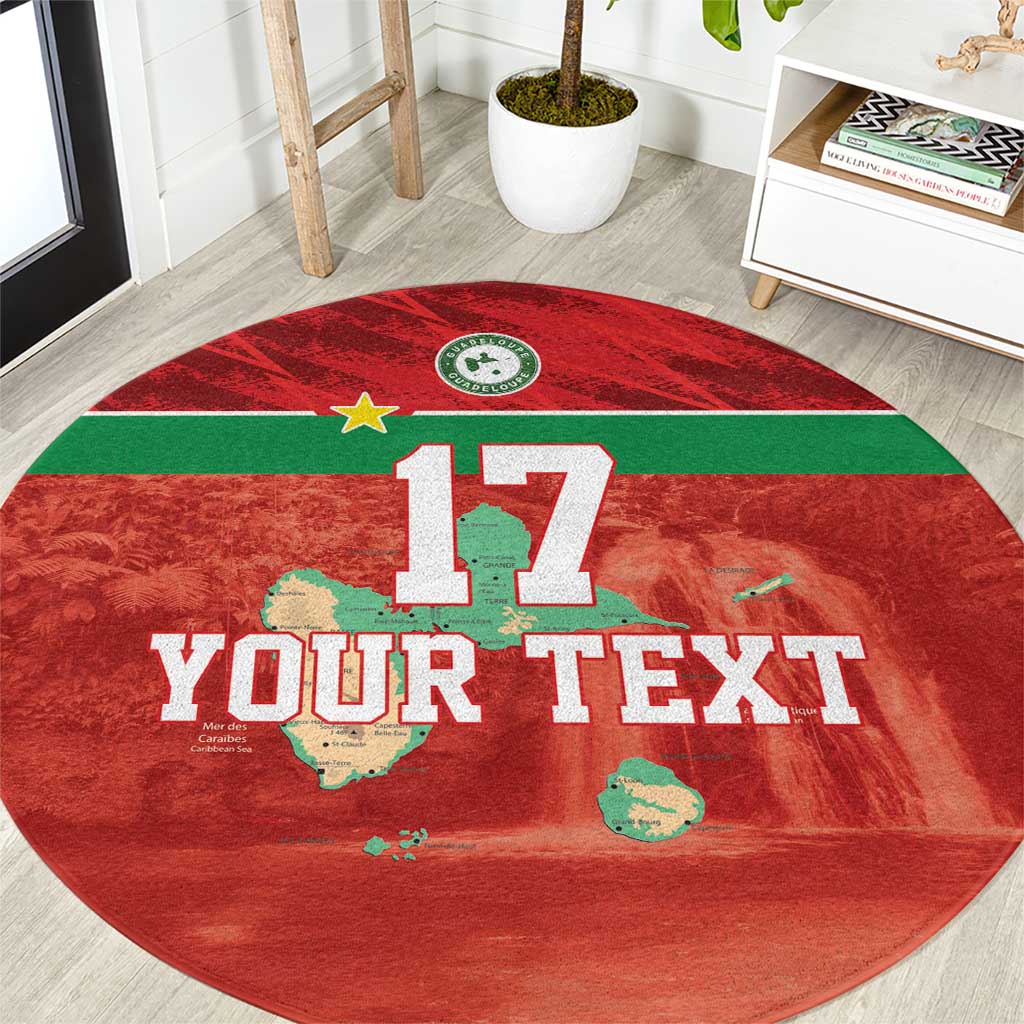 Custom Guadelope Football Round Carpet Basse Terre Red Style