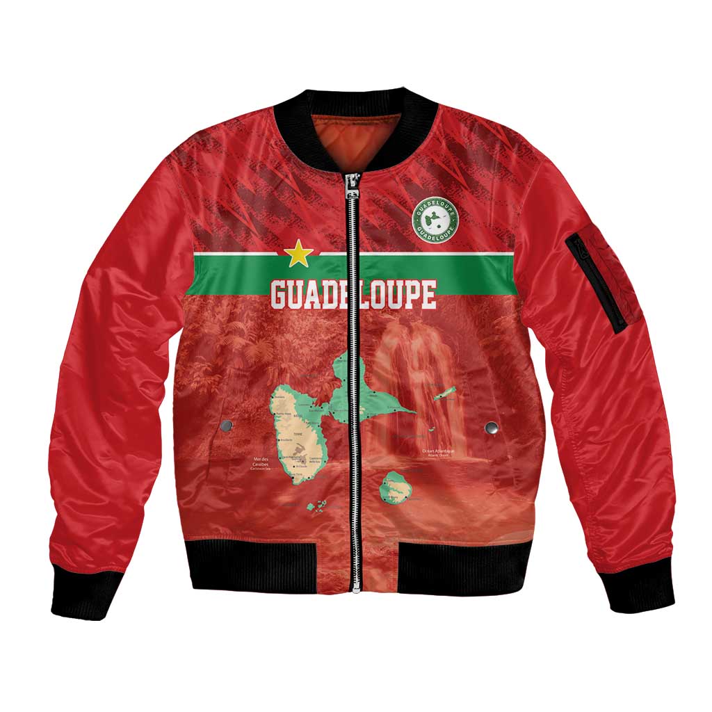 Custom Guadelope Football Sleeve Zip Bomber Jacket Basse Terre Red Style