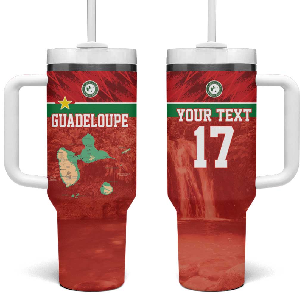 Custom Guadelope Football Tumbler With Handle Basse Terre Red Style