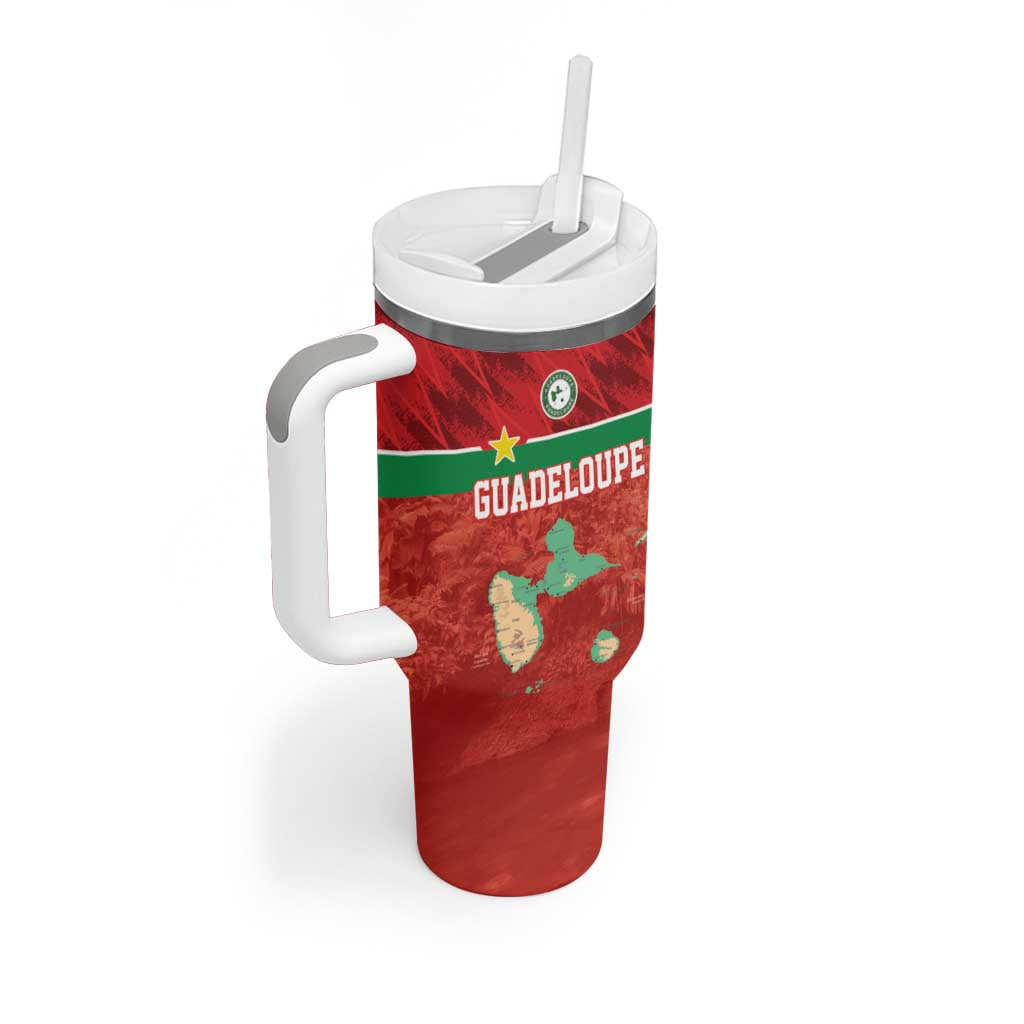 Custom Guadelope Football Tumbler With Handle Basse Terre Red Style