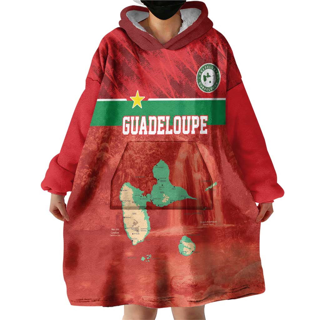 Custom Guadelope Football Wearable Blanket Hoodie Basse Terre Red Style