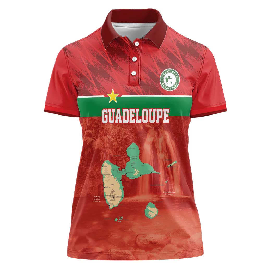 Custom Guadelope Football Women Polo Shirt Basse Terre Red Style