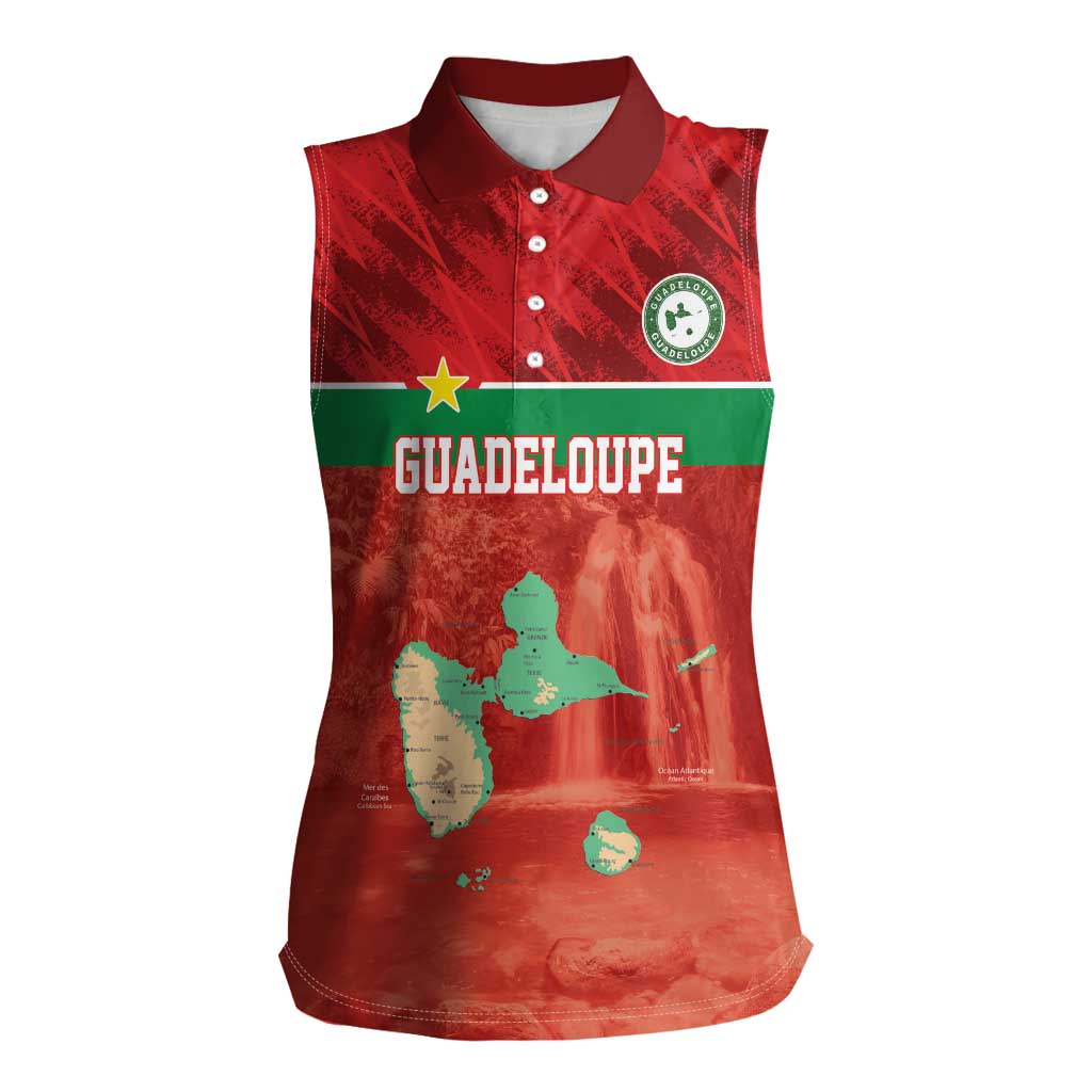 Custom Guadelope Football Women Sleeveless Polo Shirt Basse Terre Red Style