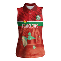 Custom Guadelope Football Women Sleeveless Polo Shirt Basse Terre Red Style