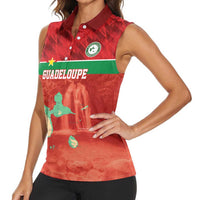 Custom Guadelope Football Women Sleeveless Polo Shirt Basse Terre Red Style