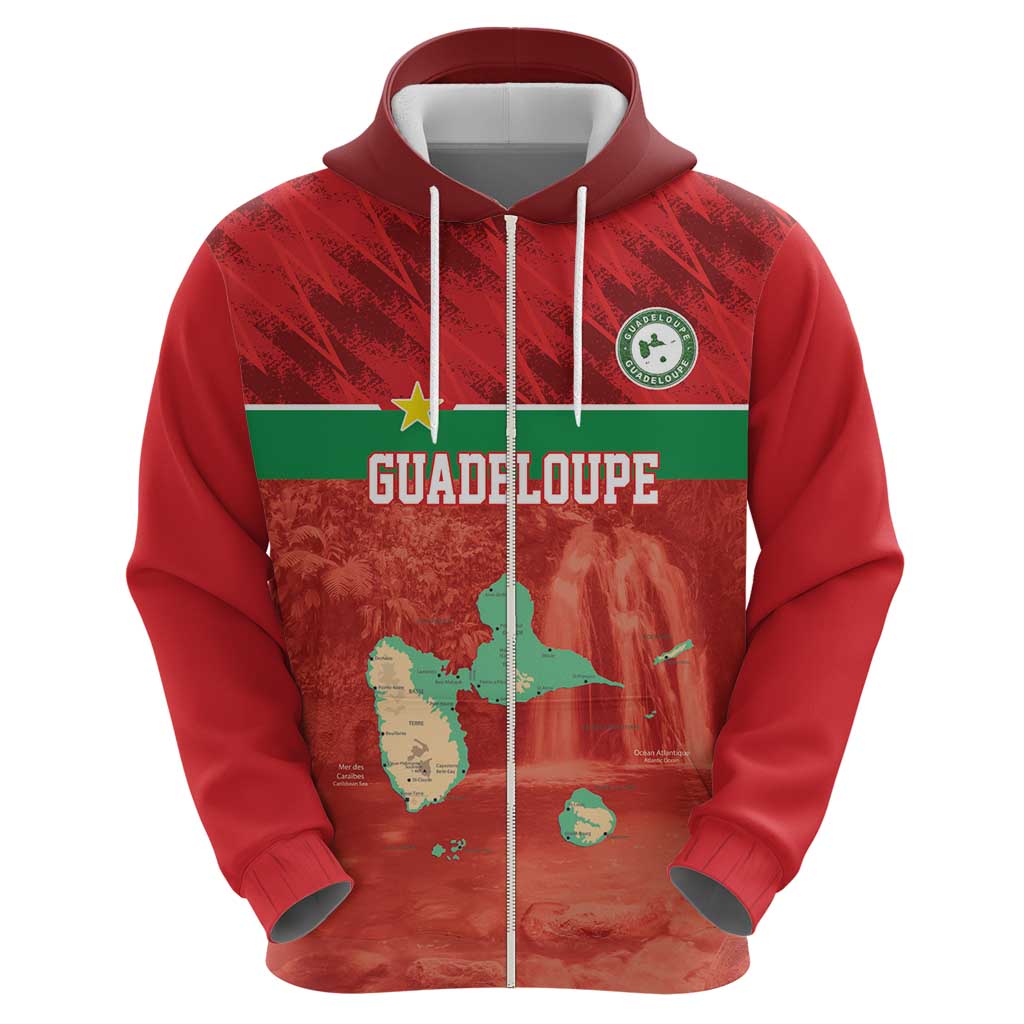 Custom Guadelope Football Zip Hoodie Basse Terre Red Style