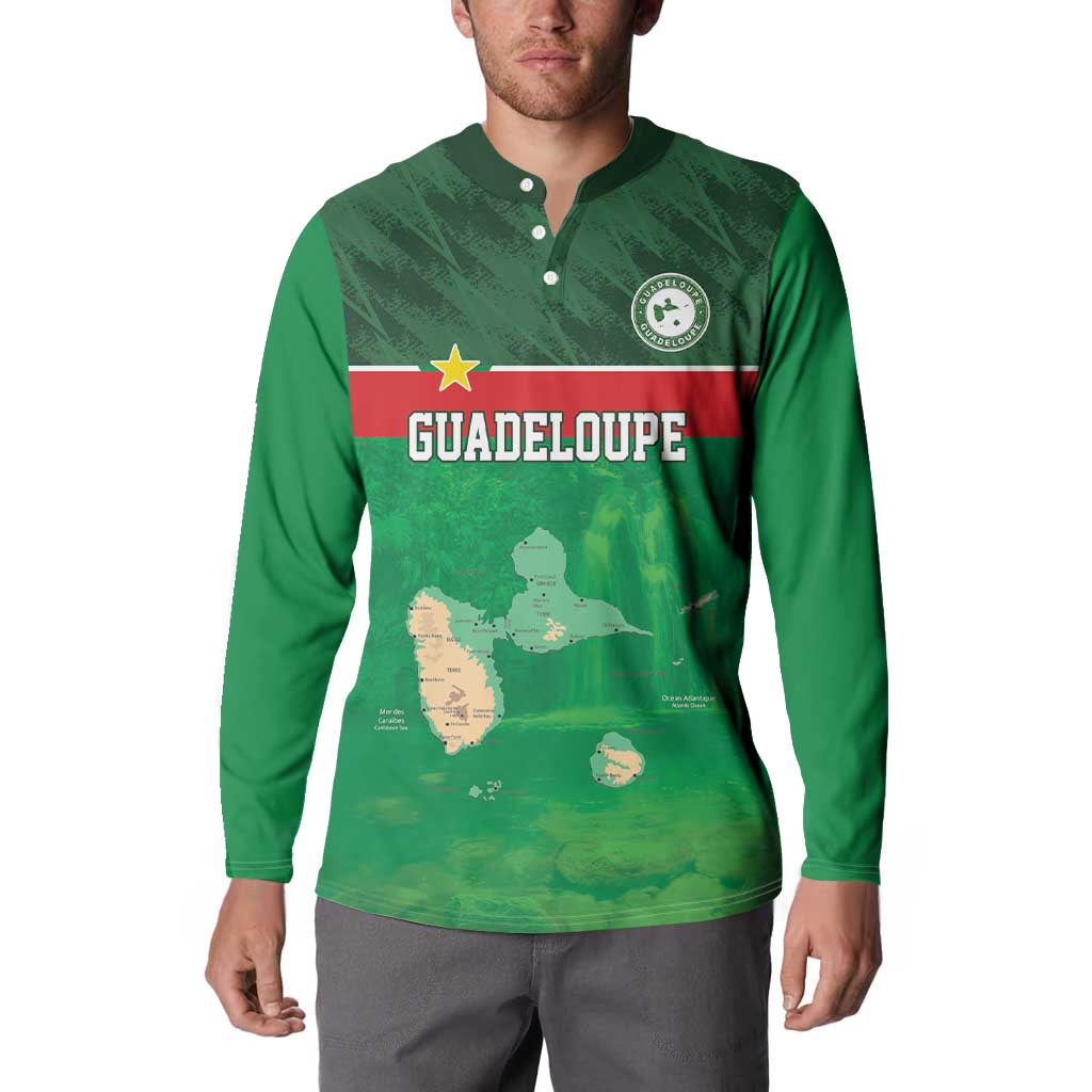 Custom Guadelope Football Button Sweatshirt Basse Terre Green Style