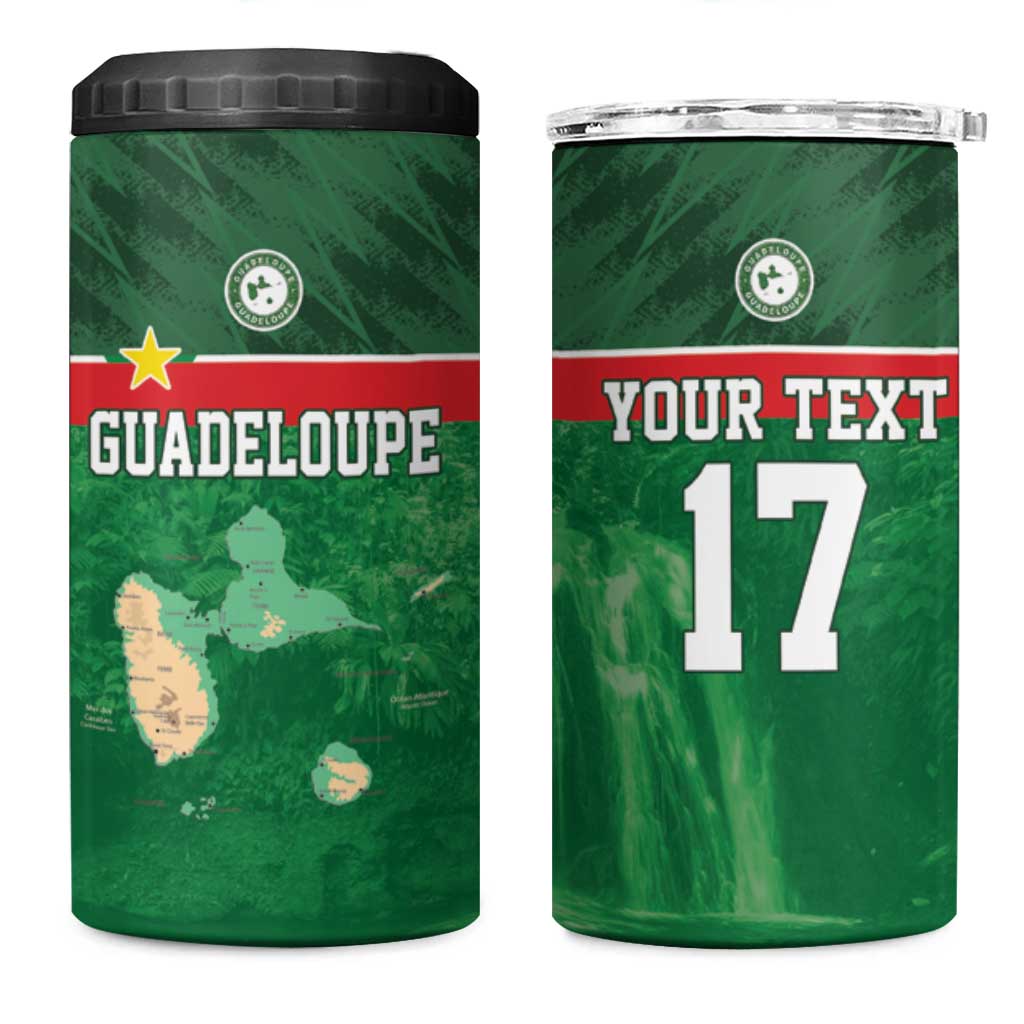 Custom Guadelope Football 4 in 1 Can Cooler Tumbler Basse Terre Green Style