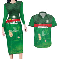 Custom Guadelope Football Couples Matching Long Sleeve Bodycon Dress and Hawaiian Shirt Basse Terre Green Style