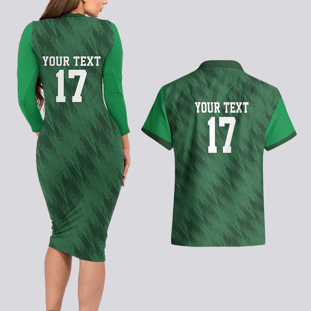 Custom Guadelope Football Couples Matching Long Sleeve Bodycon Dress and Hawaiian Shirt Basse Terre Green Style