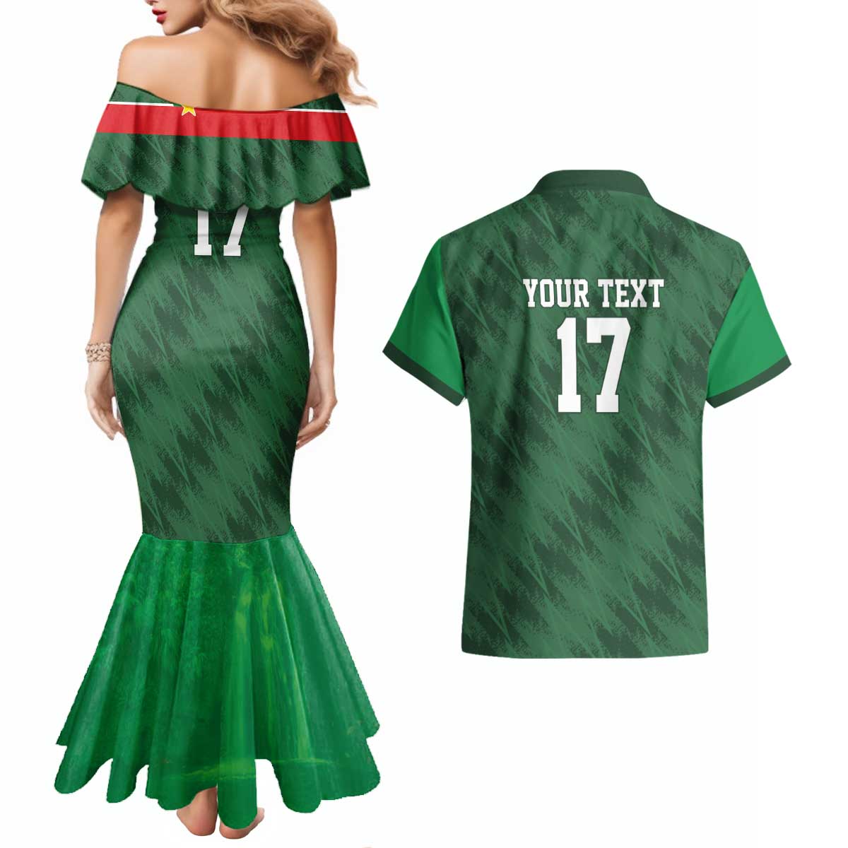 Custom Guadelope Football Couples Matching Mermaid Dress and Hawaiian Shirt Basse Terre Green Style