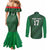 Custom Guadelope Football Couples Matching Mermaid Dress and Long Sleeve Button Shirt Basse Terre Green Style