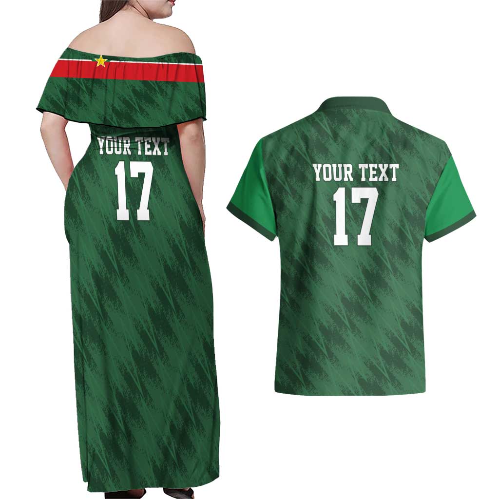 Custom Guadelope Football Couples Matching Off Shoulder Maxi Dress and Hawaiian Shirt Basse Terre Green Style