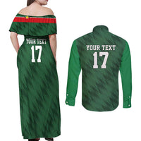 Custom Guadelope Football Couples Matching Off Shoulder Maxi Dress and Long Sleeve Button Shirt Basse Terre Green Style