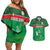 Custom Guadelope Football Couples Matching Off Shoulder Short Dress and Hawaiian Shirt Basse Terre Green Style