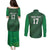 Custom Guadelope Football Couples Matching Puletasi and Long Sleeve Button Shirt Basse Terre Green Style