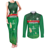 Custom Guadelope Football Couples Matching Tank Maxi Dress and Long Sleeve Button Shirt Basse Terre Green Style
