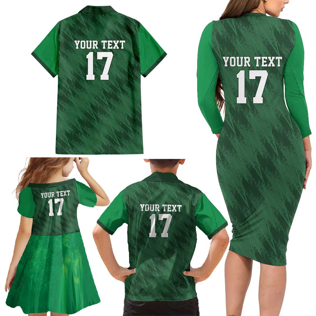 Custom Guadelope Football Family Matching Long Sleeve Bodycon Dress and Hawaiian Shirt Basse Terre Green Style