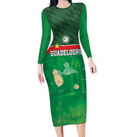 Custom Guadelope Football Family Matching Long Sleeve Bodycon Dress and Hawaiian Shirt Basse Terre Green Style
