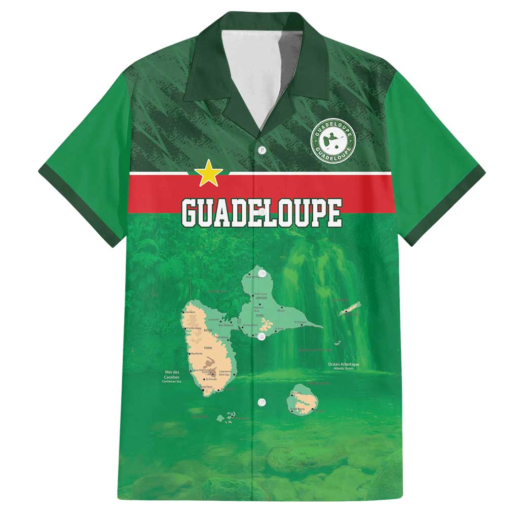 Custom Guadelope Football Family Matching Off Shoulder Maxi Dress and Hawaiian Shirt Basse Terre Green Style