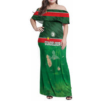 Custom Guadelope Football Family Matching Off Shoulder Maxi Dress and Hawaiian Shirt Basse Terre Green Style