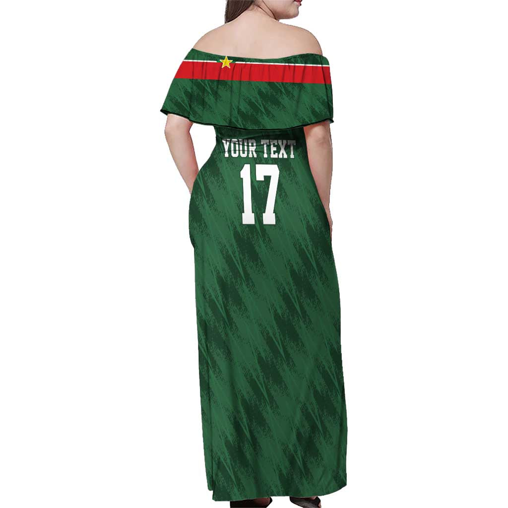 Custom Guadelope Football Family Matching Off Shoulder Maxi Dress and Hawaiian Shirt Basse Terre Green Style