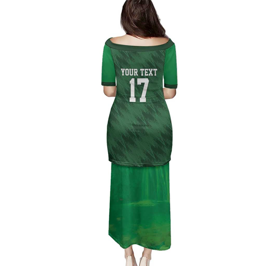 Custom Guadelope Football Family Matching Puletasi and Hawaiian Shirt Basse Terre Green Style